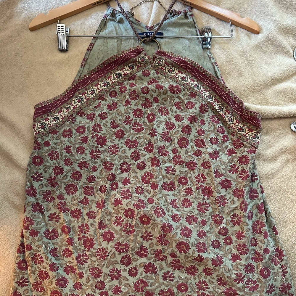 Chaps Red and Green Floral Camisole